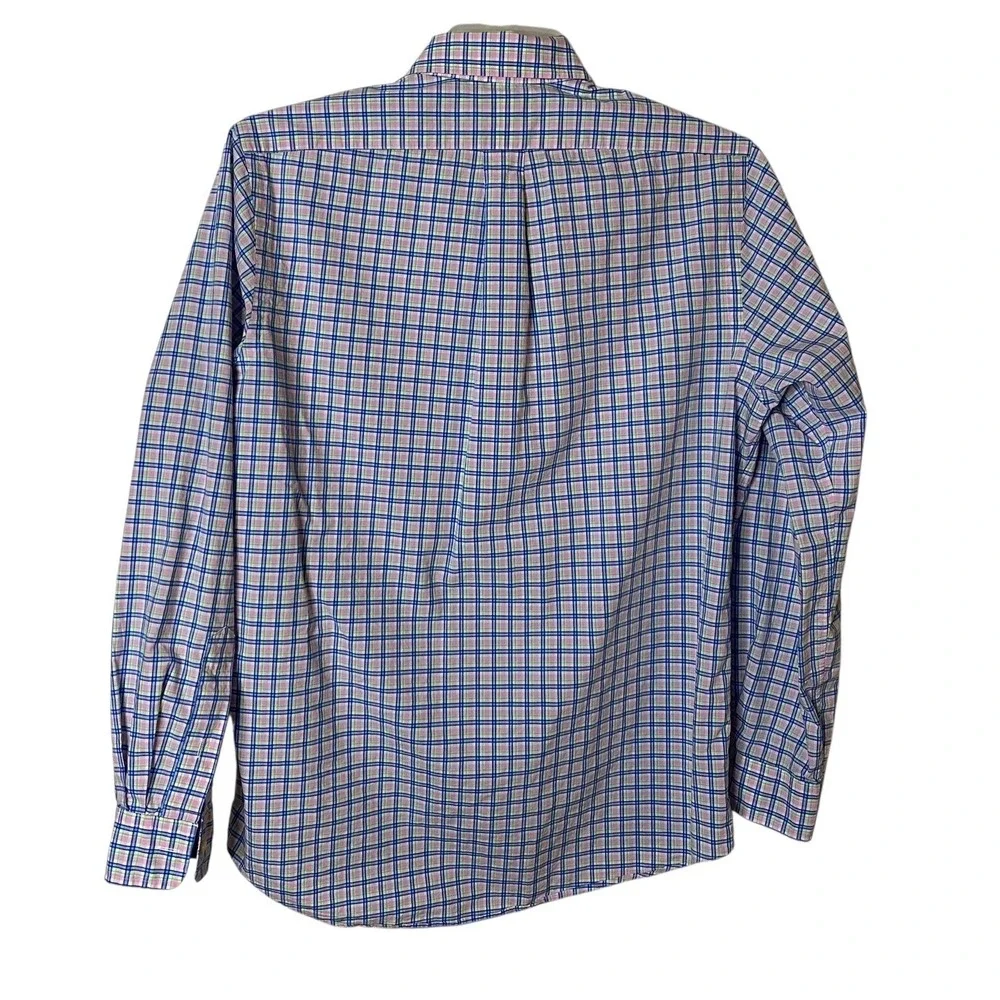 Polo Ralph Lauren Men's Medium Blue Plaid Classic Fit Button Down Shirt Stretch